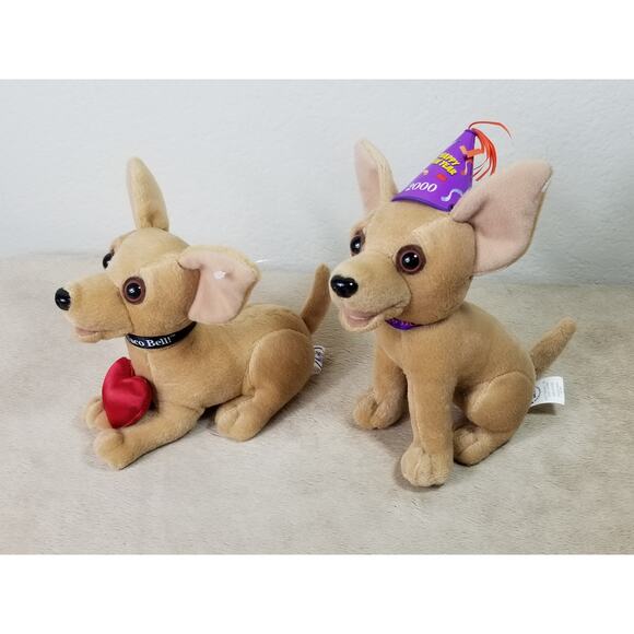 Taco Bell Chihuahua New Year 2000 Merchandise 6" Stuffed Animal Plush x2 Vtg - Picture 4 of 12